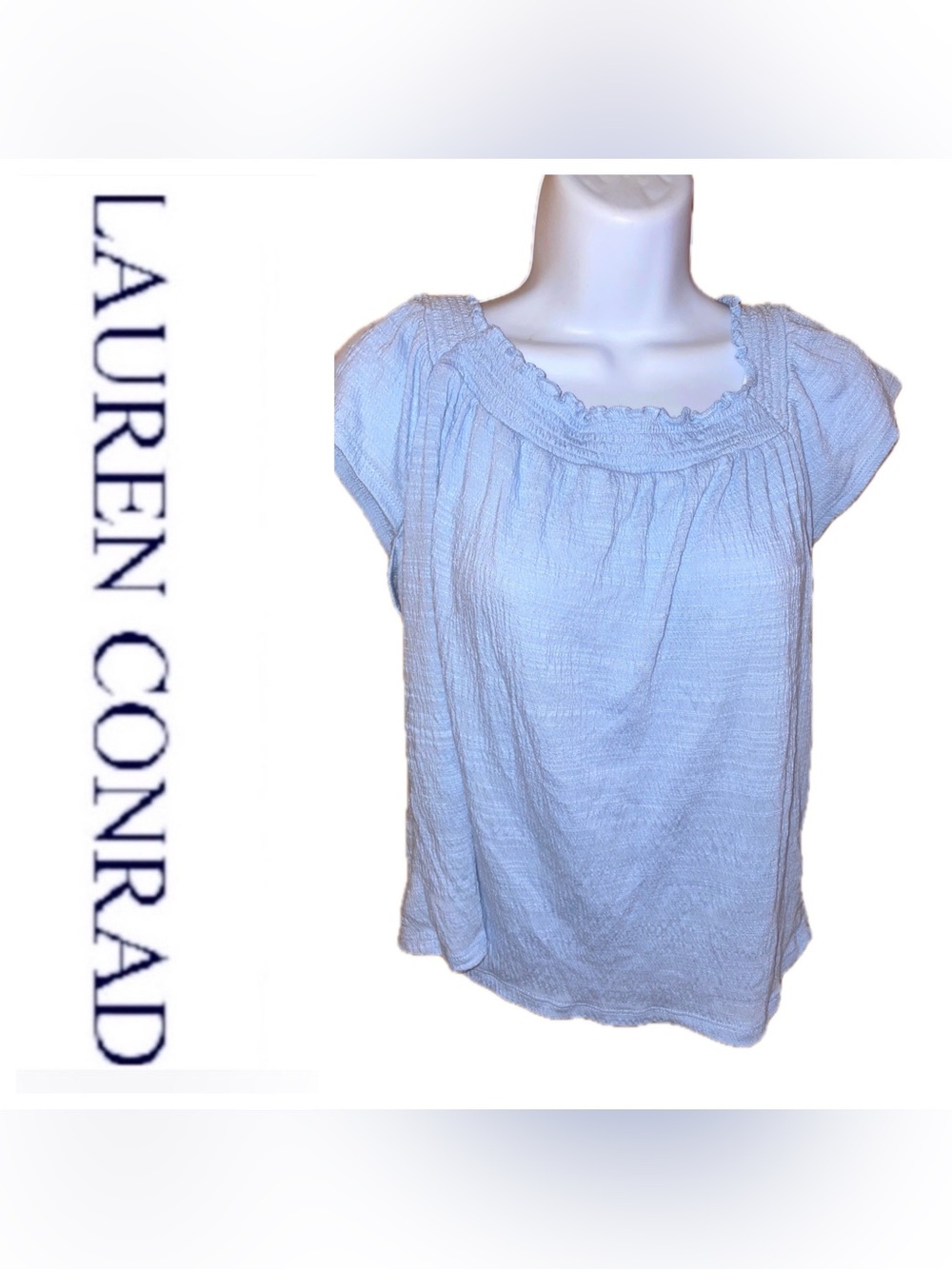 LC Lauren Conrad Light Blue Ruffle Top 🩵
